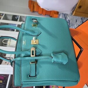 Elegant Teal Leather Handbag